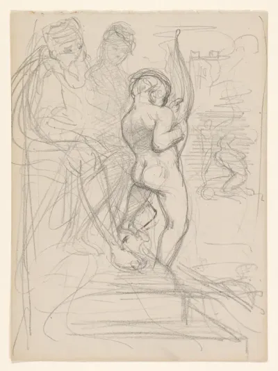 Studie van twee figuren met een putto