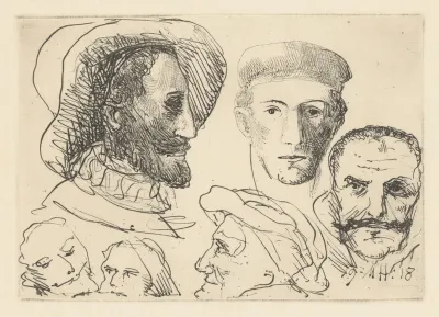 Studie van zes hoofden