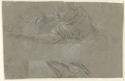 Studie voor een figuur in de wolken en een hand