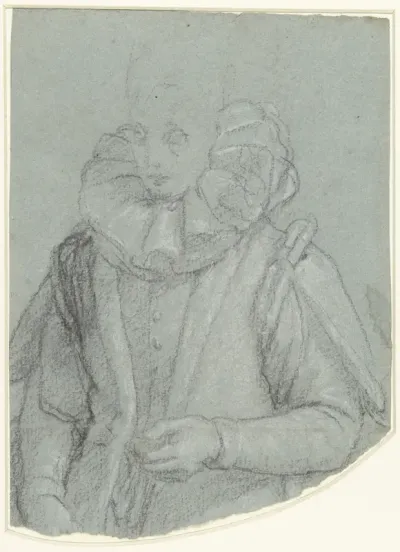 Studie voor een portret van een dame met een brede kraag