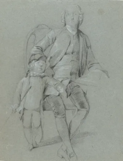 Studie voor een portret van een vader met zijn zoon
