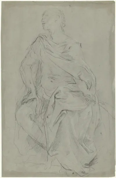 Studie voor een zittende gekroonde figuur