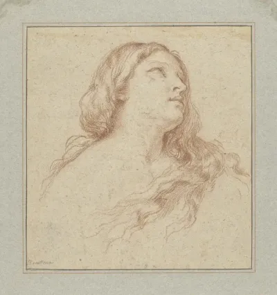 Studie voor het hoofd van een Maria Magdalena