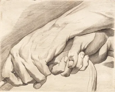 Studieblad af to hænder, der holder om et tov