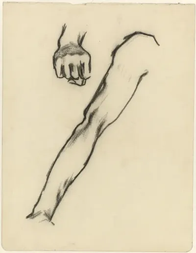 Studieblad met arm en hand