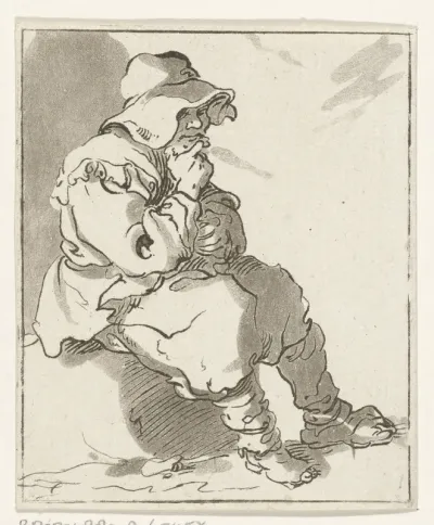 Studieblad met bedelaar