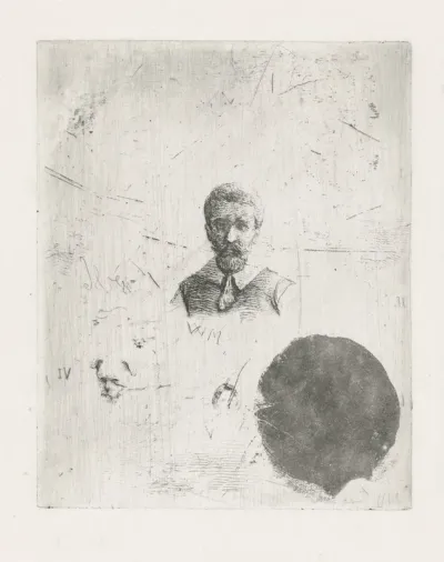 Studieblad met de buste van een man