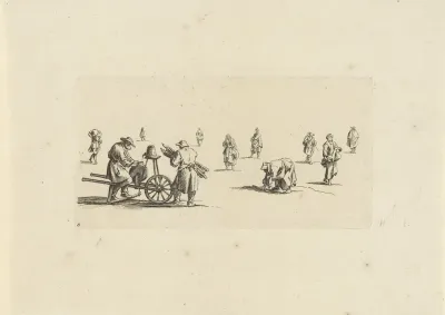 Studieblad met figuren waaronder een messenslijper
