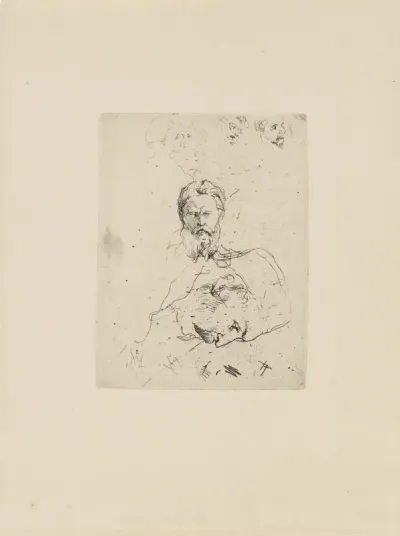 Studieblad met gezichten van mannen