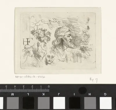 Studieblad met hoofd van Christus