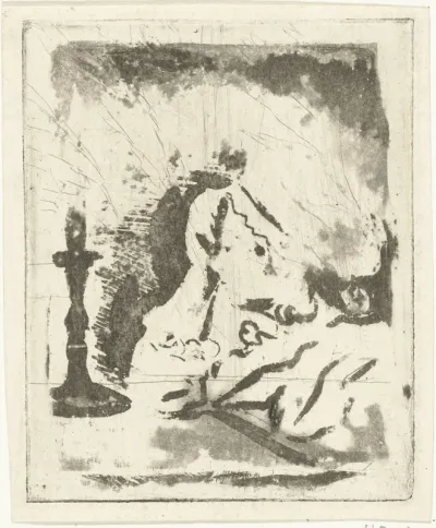 Studieblad met kandelaar