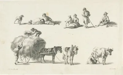 Studieblad met kinderen en boeren