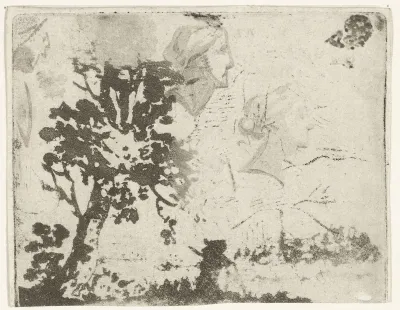Studieblad met landschap