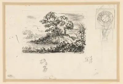 Studieblad met landschap