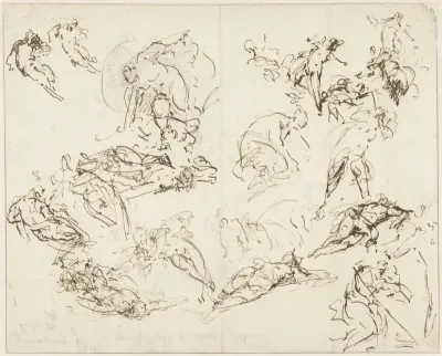 Studieblad met menselijke figuren