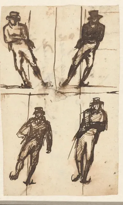 Studieblad met schaatsende man