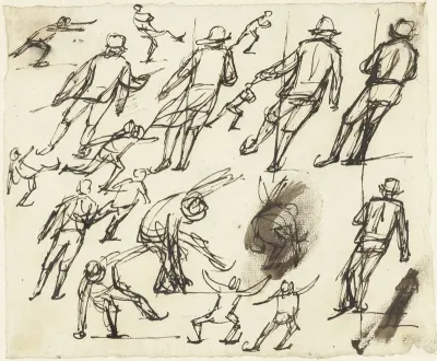 Studieblad met schaatsenrijders