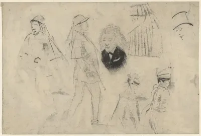 Studieblad met schetsen van personen