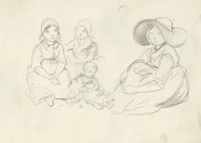 Studieblad met Scheveningse visserskinderen