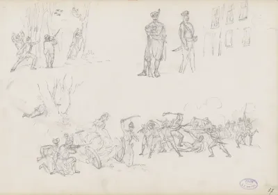 Studieblad met soldaten