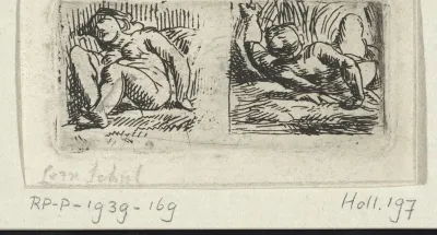 Studieblad met twee figuurstudies