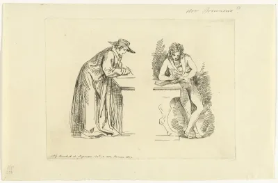 Studieblad met twee mannenfiguren
