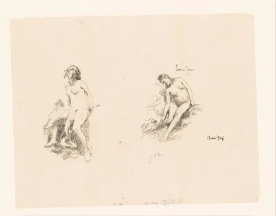 Studieblad met twee naakte vrouwen
