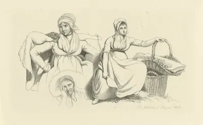 Studieblad met twee vrouwen en een kop