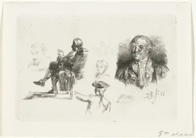 Studieblad met verschillende figuren