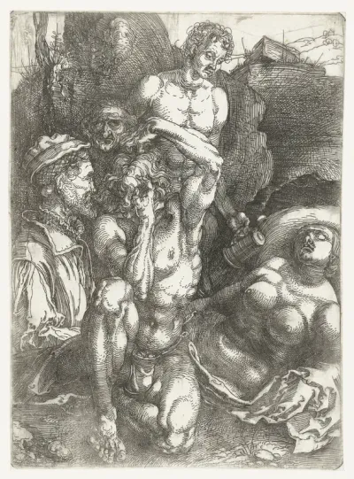 Studieblad met vijf figuren ('De wanhopige man')