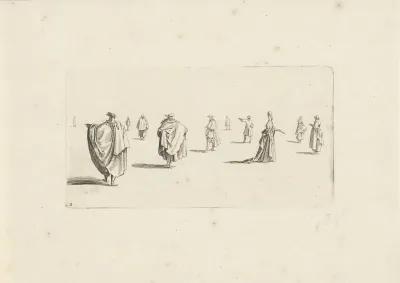 Studieblad met wandelende figuren