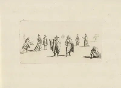 Studieblad met zittende en staande figuren