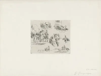 Studieblad van verschillende figuren