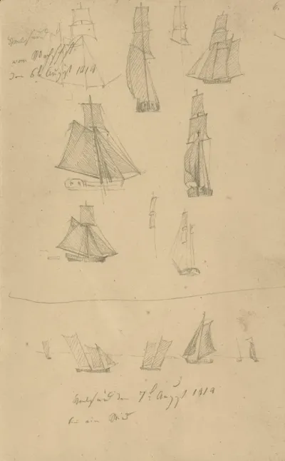 Studien von Segelschiffen