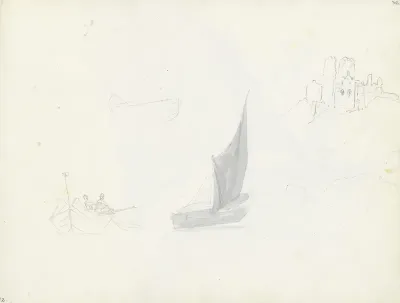 Studier av båter; ruiner; Capri