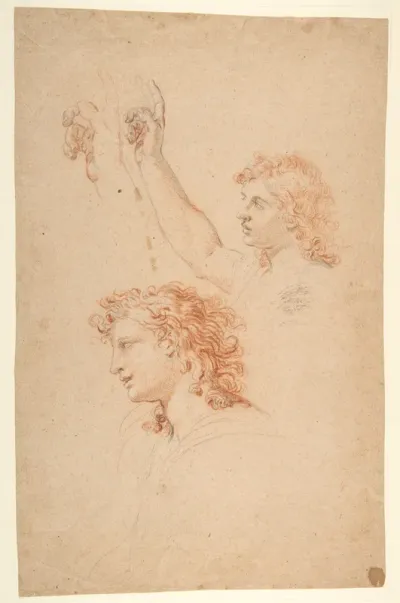 Studies for the Archangel Gabriel (recto and verso)