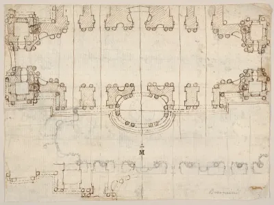 Studies for the Nave and Narthex of San Giovanni in Laterano, Rome (recto and verso)