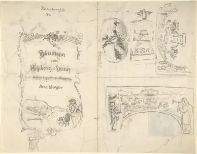 Studies for the title page and vignettes for Blumen vom Pöhlberg-Hang by Anna Wechsler