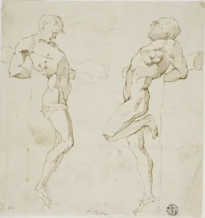 Studies for Thieves on the Cross (recto), Sketch of Figures (verso)