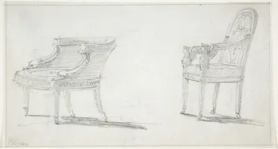 Studies for Two Armchairs (recto); sketches for Three Chairs and Parts of a Fourth (verso)