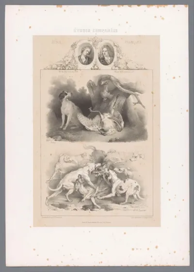 Studies naar schilderkunst van Alexandre-François Desportes en Jean-Baptiste Oudry