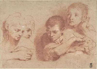 Studies of a Boy and a Girl (recto); Studies of Legs (verso)