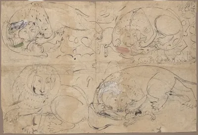 Studies of a Lion Killing Prey
