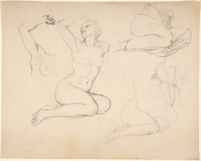 Studies of a Sitting Woman; verso: Studies of Men