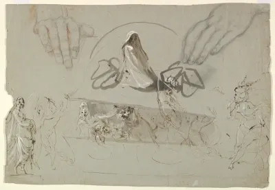 Studies of fairies with a pair of hands (possibly representing the Opening of Pandora's Box)