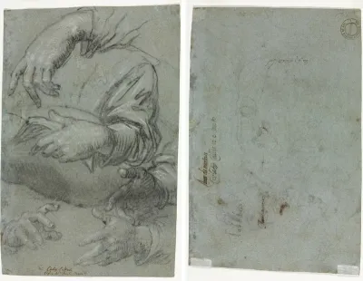 Studies of Hands (recto); Sketch of a Child's Head (verso)