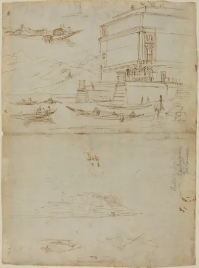 Studies of Lago Maggiore and and the Entrance to a Palazzo