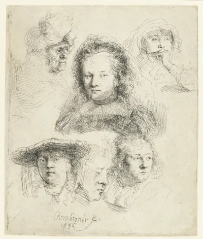 Studies of the Head of Saskia and Others