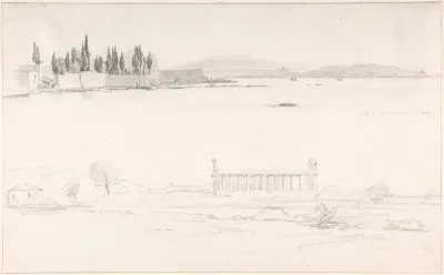 Studies of the Villa Cicerone at the Lago Lucrino near Naples and of the Temple at Paestum (Italy)