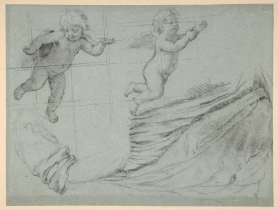 Studies of Two Flying Putti and of Drapery (recto); Seated Virgin and Child, and Kneeling Child (verso)